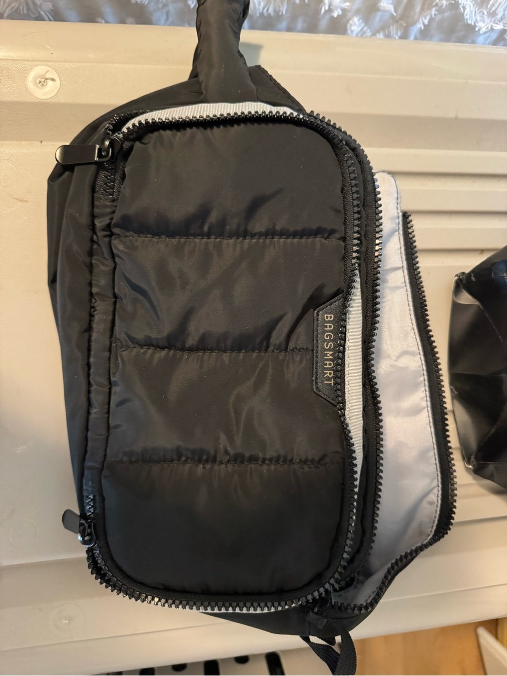 BagSmart Black Quilted Cosmetic Pouch